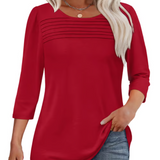 LuxeDrape - Elegant Pleated Front T Shirt