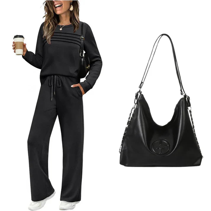 RelaxFit – Women's Crew Neck & Drawstring Pants Loungewear Set