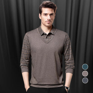 EliteLayer – Classic Faux Layered Long Sleeve Polo Shirt
