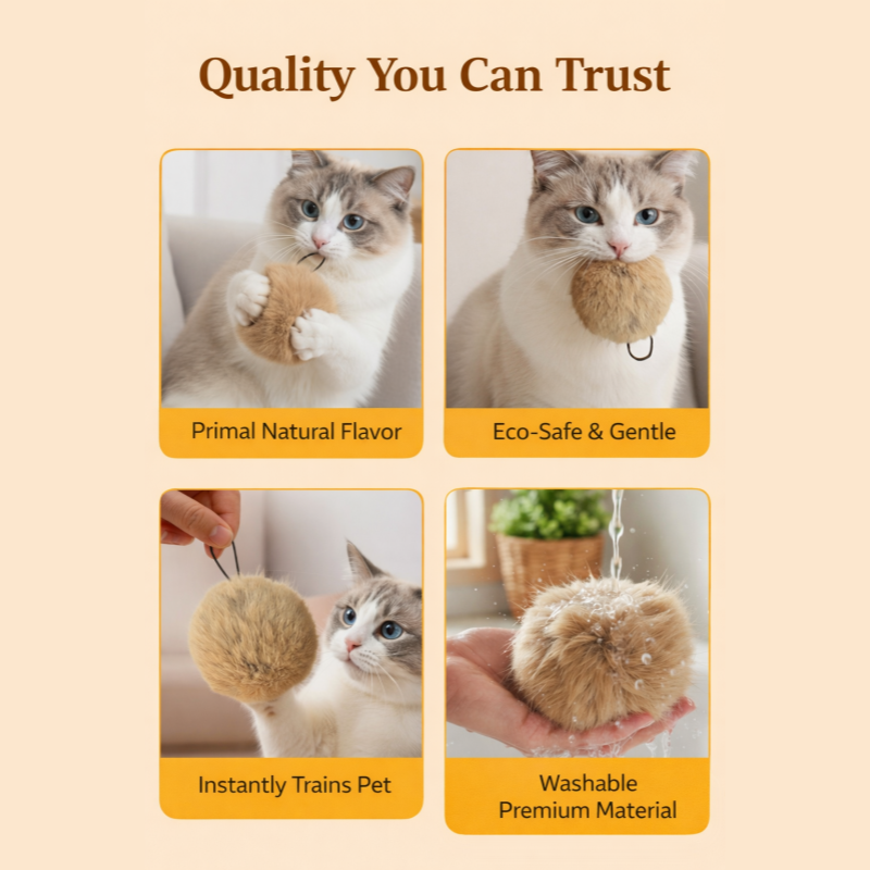 PurrBounce – Soft Fluffy Cat Toy Ball