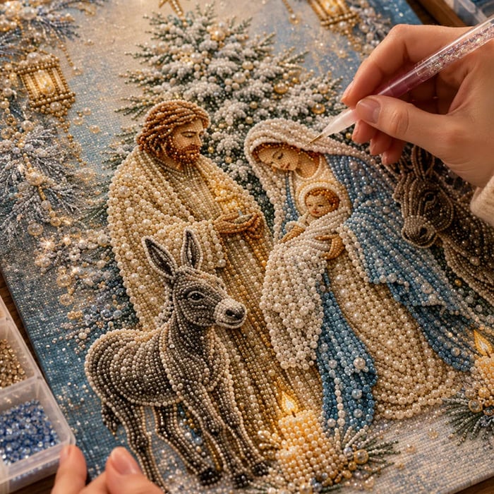 FaithGlow – Nativity Scene Diamond Painting Kit