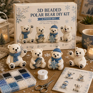 BearCraft - 3D Beaded Bear DIY Kit (4-Piece Handmade Set)