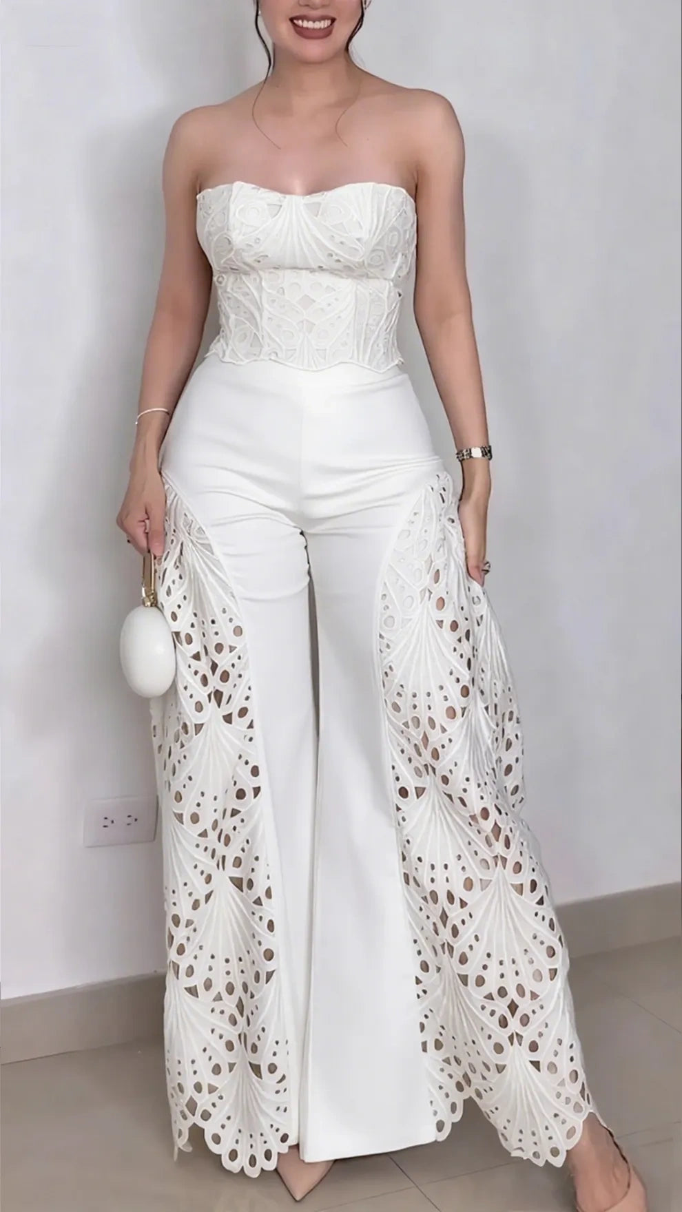 SunlitElegance - Breezy Embroidered Summer Co-Ord Set