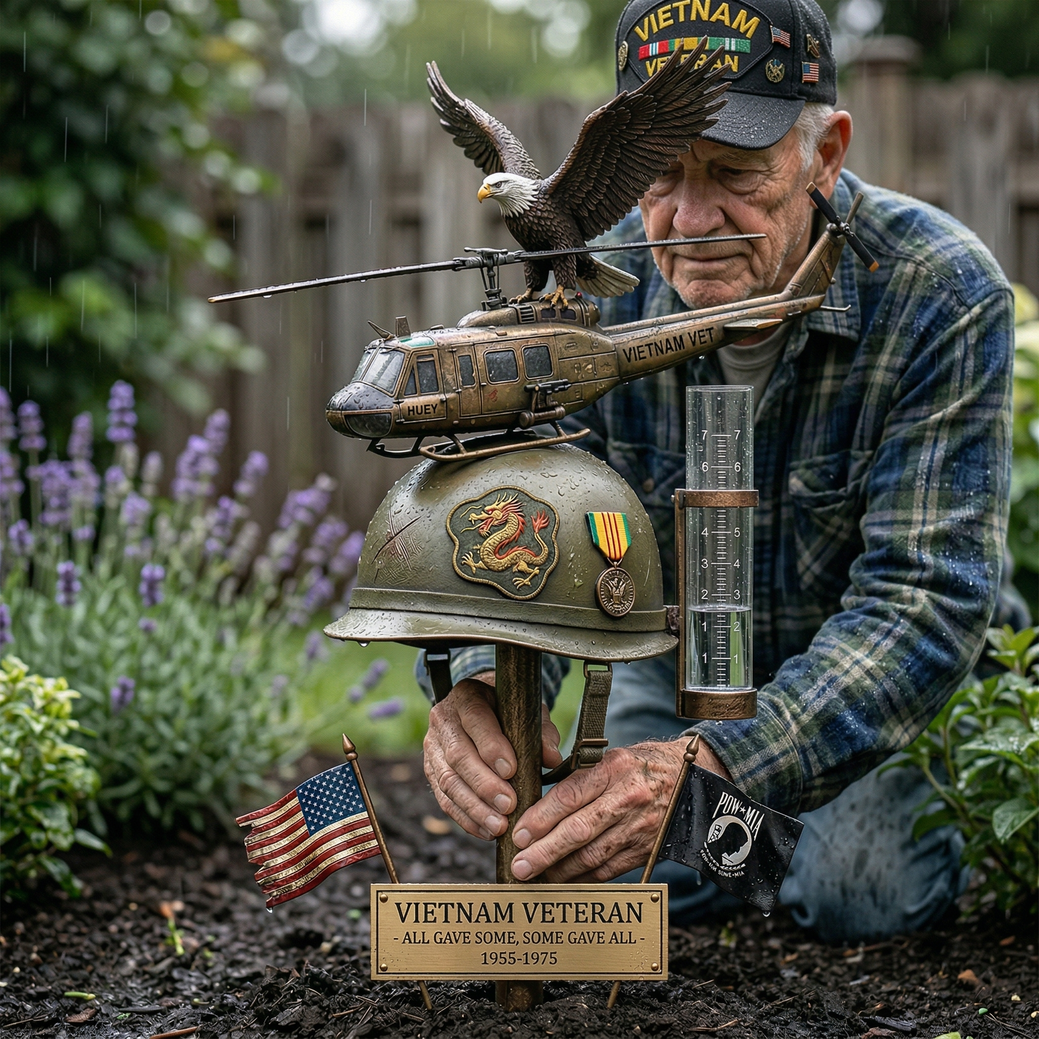 🦅Last Day Promo: 49% OFF 🎖️- Vietnam Veteran Memorial Rain Gauge Garden Stake - ✈️Buy 2 Free Shipping Today!