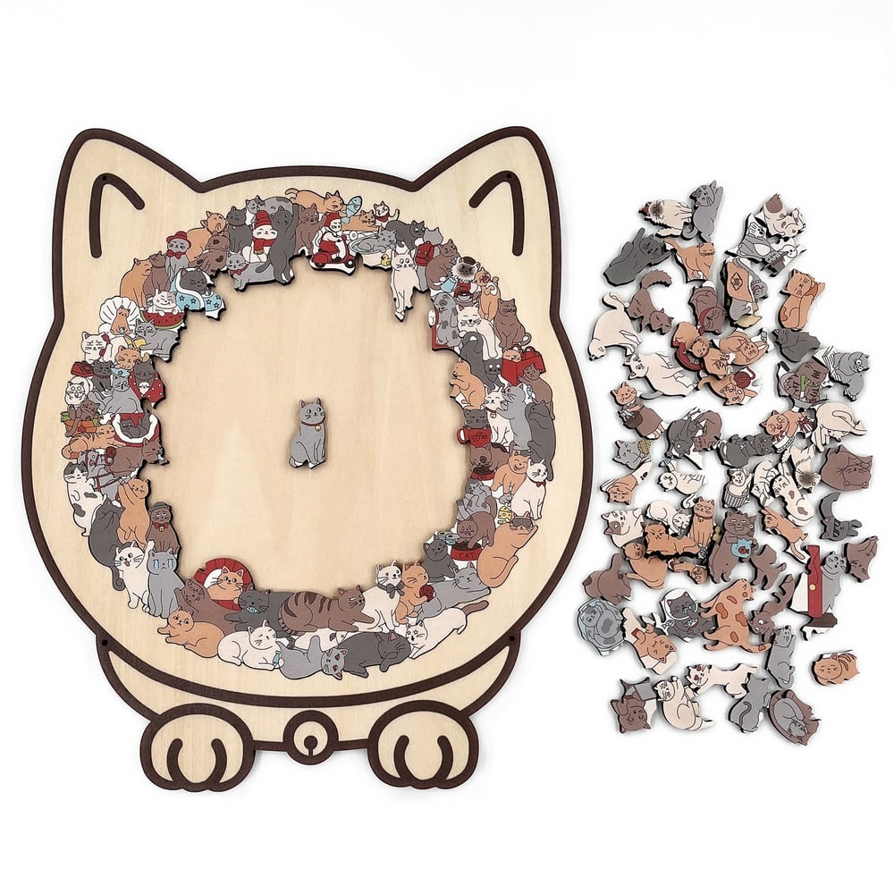 Cattitude - Morandi-Colored Wooden Puzzle