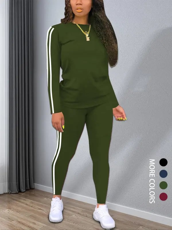 StripeLuxe – Women’s Two-Piece Set