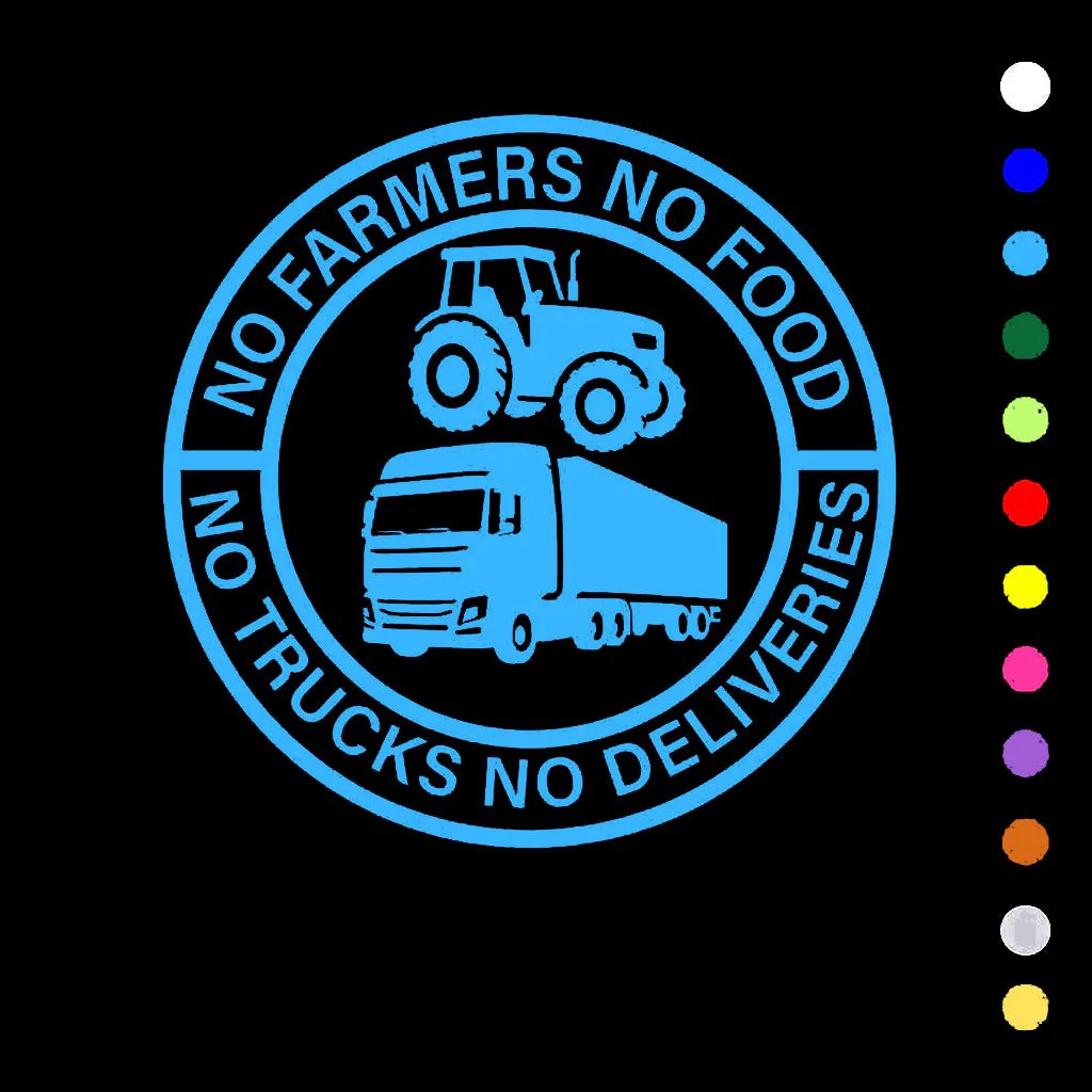 🎅Christmas Sale 49% Off💕🔥No Farmers No Food No Trucks No Deliveries Vinyl Sticker – 140mm Decal