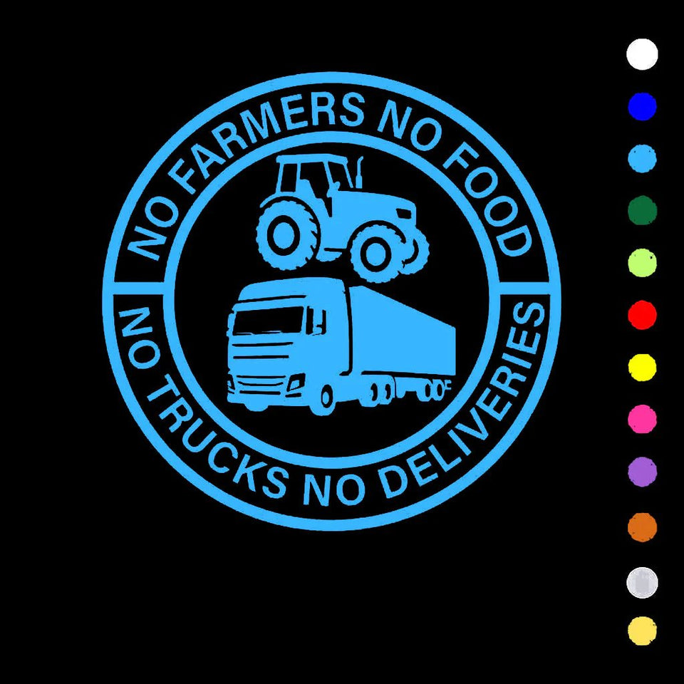 🎅Christmas Sale 49% Off💕🔥No Farmers No Food No Trucks No Deliveries Vinyl Sticker – 140mm Decal