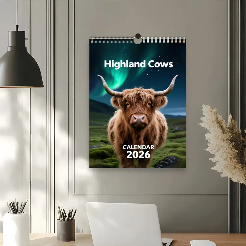 HighlandCharm – 2026 Highland Cattle Wall Calendar