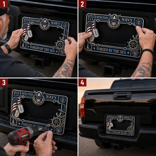 U.S. Navy “Forged By The Sea” License Plate Frame