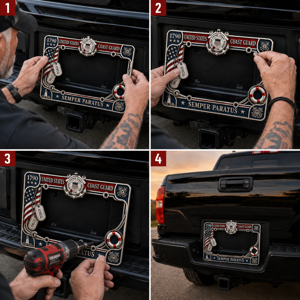 U.S. Coast Guard “Semper Paratus” License Plate Frame