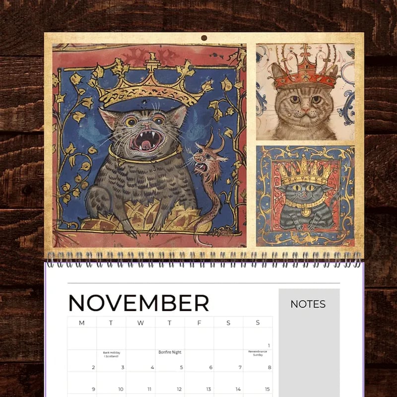Meowjesty - A Medieval Cat Art Calendar 2026