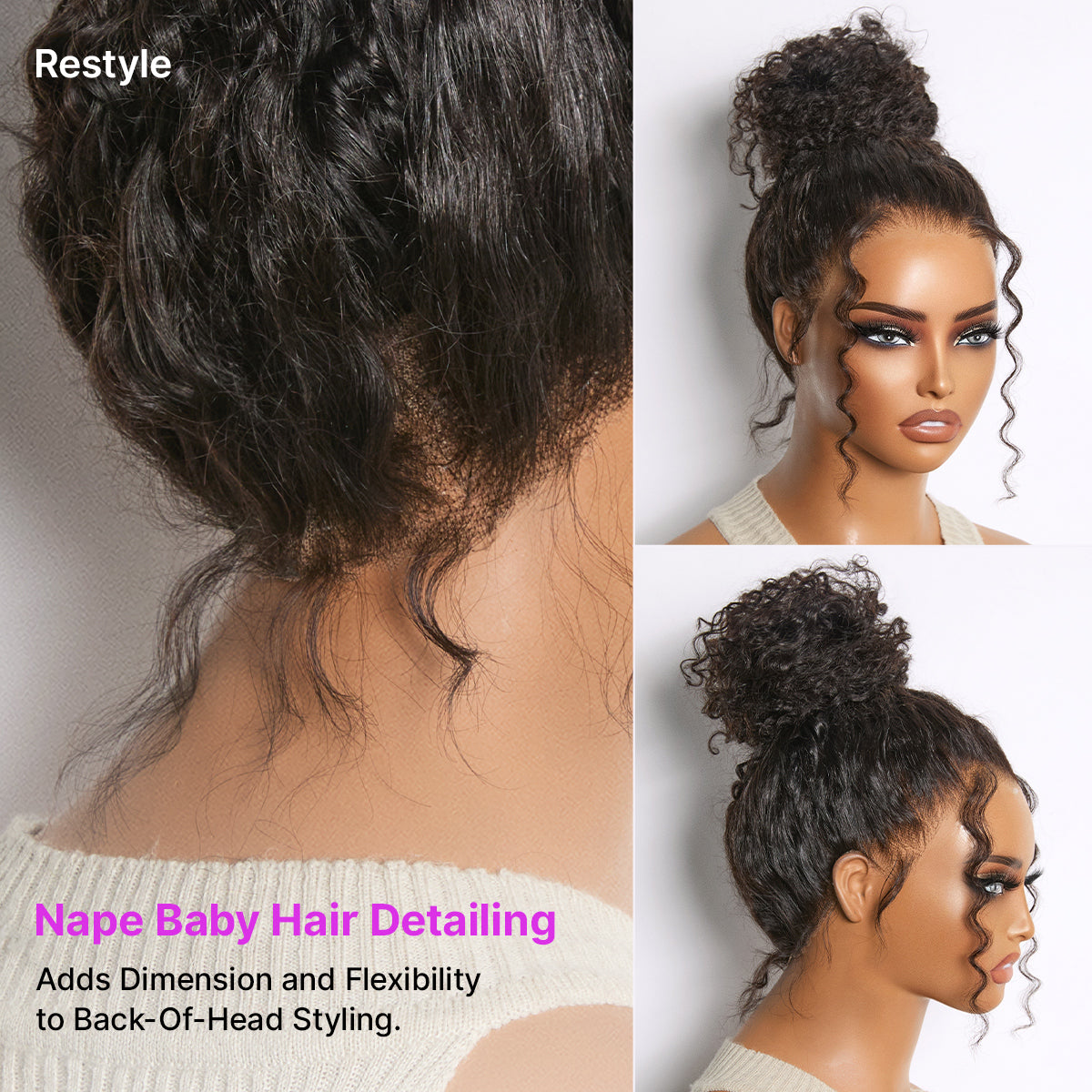 Luvme Hair MyOwn-Fit™ 360 HD Lace Free Parting Water Wave Wig with Flexi-Fit Invisi Drawstring Cap and Pre-Cut Lace
