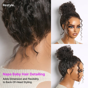 Luvme Hair MyOwn-Fit™ 360 HD lace-free water wave wig with flexi-fit drawstring cap and pre-cut lace in natural water wave texture.