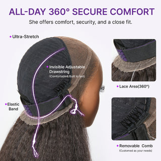 Luvme Hair MyOwn-Fit™ 360 HD Lace Free Parting Water Wave Wig with Flexi-Fit Invisi Drawstring Cap and pre-cut lace, natural water wave style.