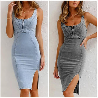 ChicCurve – Elegant Slim Fit Denim Dress