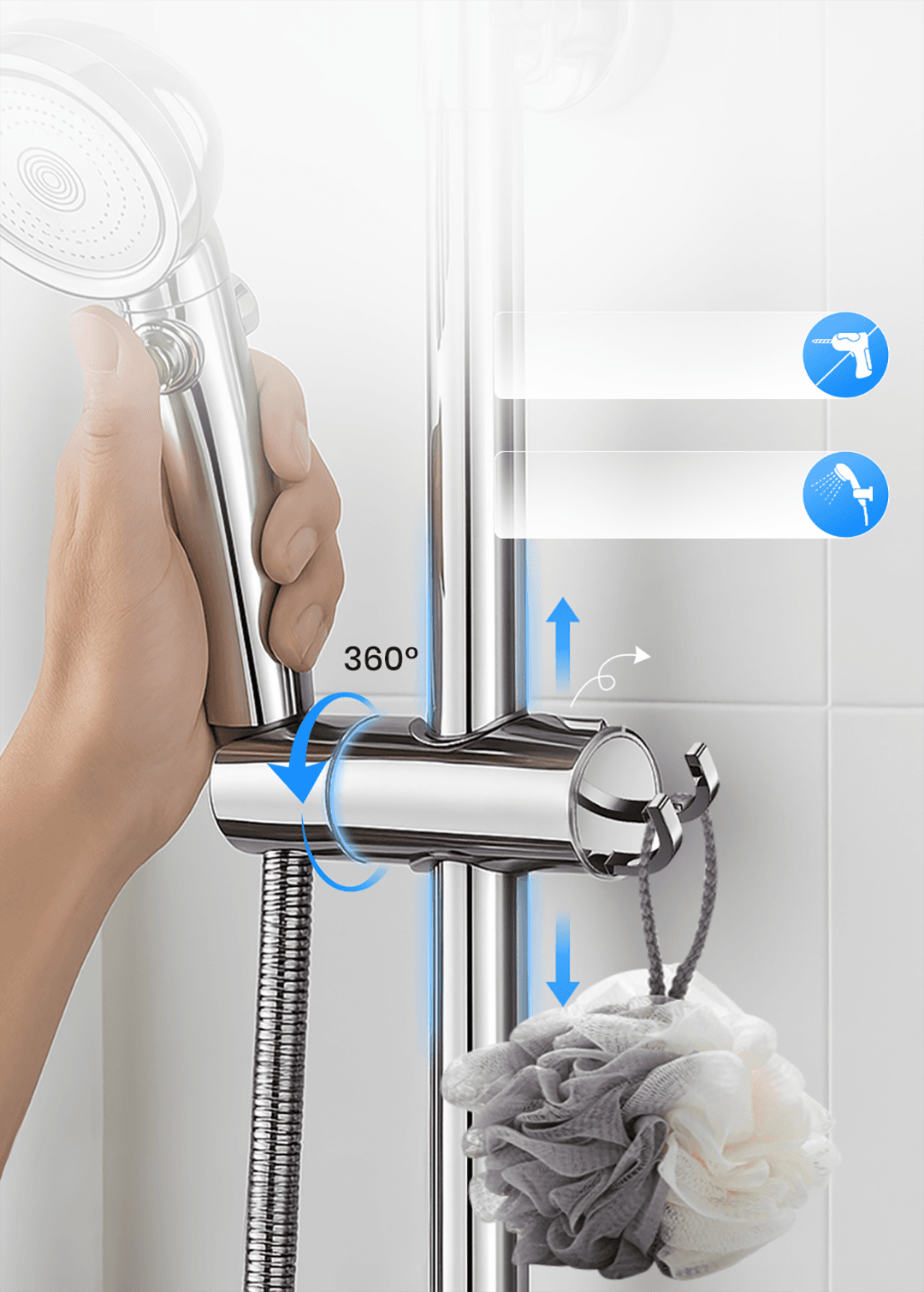 HydroHold Max | Easy Install Hand Shower Holder