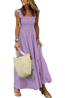 CottageMuse – Plaid Flounce Maxi Dress