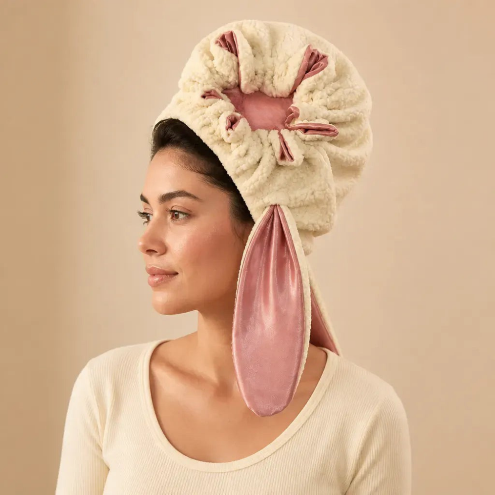 BunnyBonnet – Satin-Lined Sherpa Hair Protection Hood