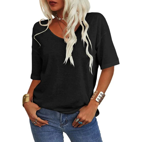 EleganTee - Casual V Neck T Shirt for Women