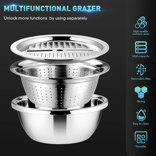 GrateNWash - Multi-Function Steel Prep Bowl