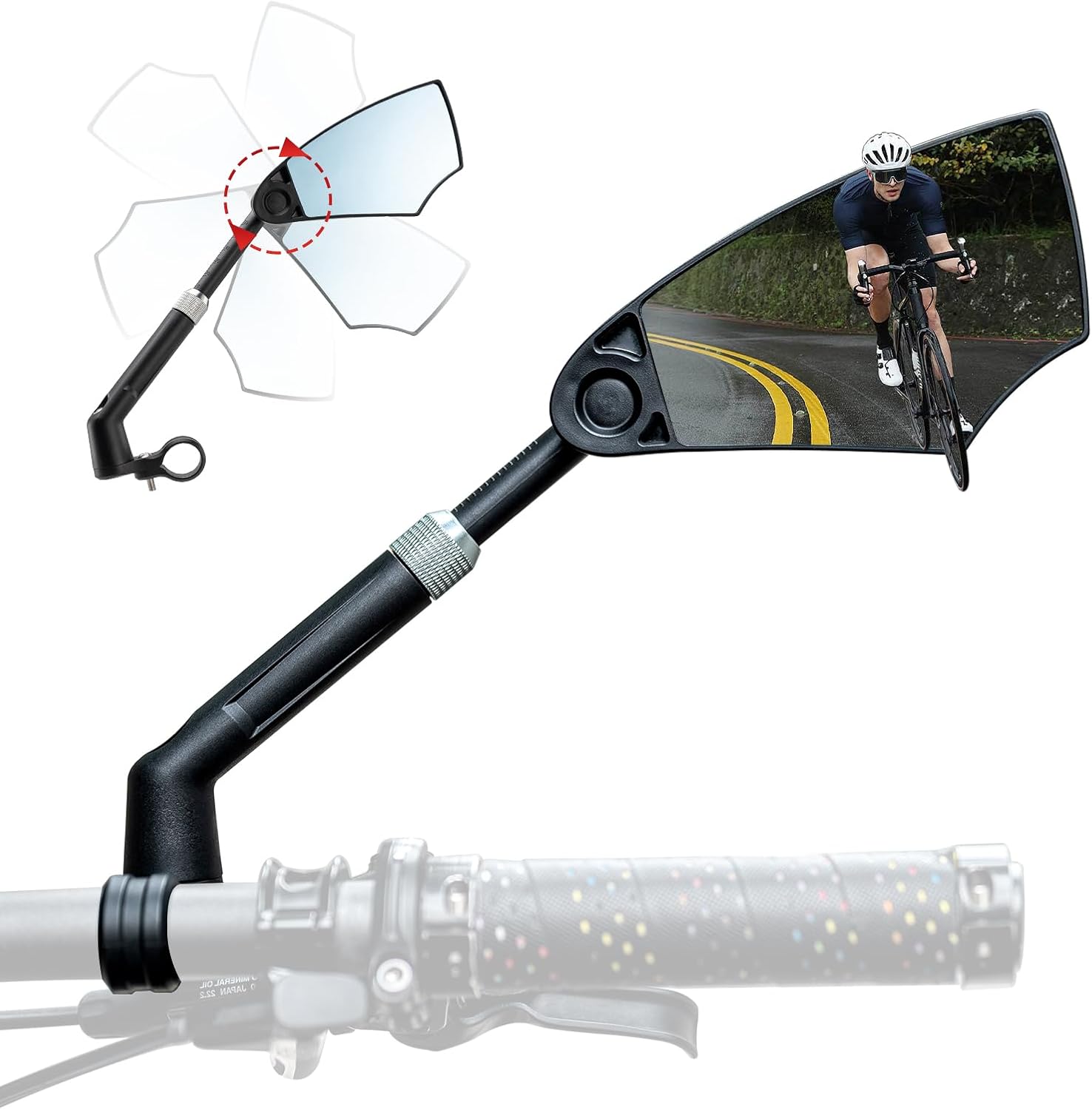 360° Adjustable Handlebar Bike Mirror with Anti-Glare Glass