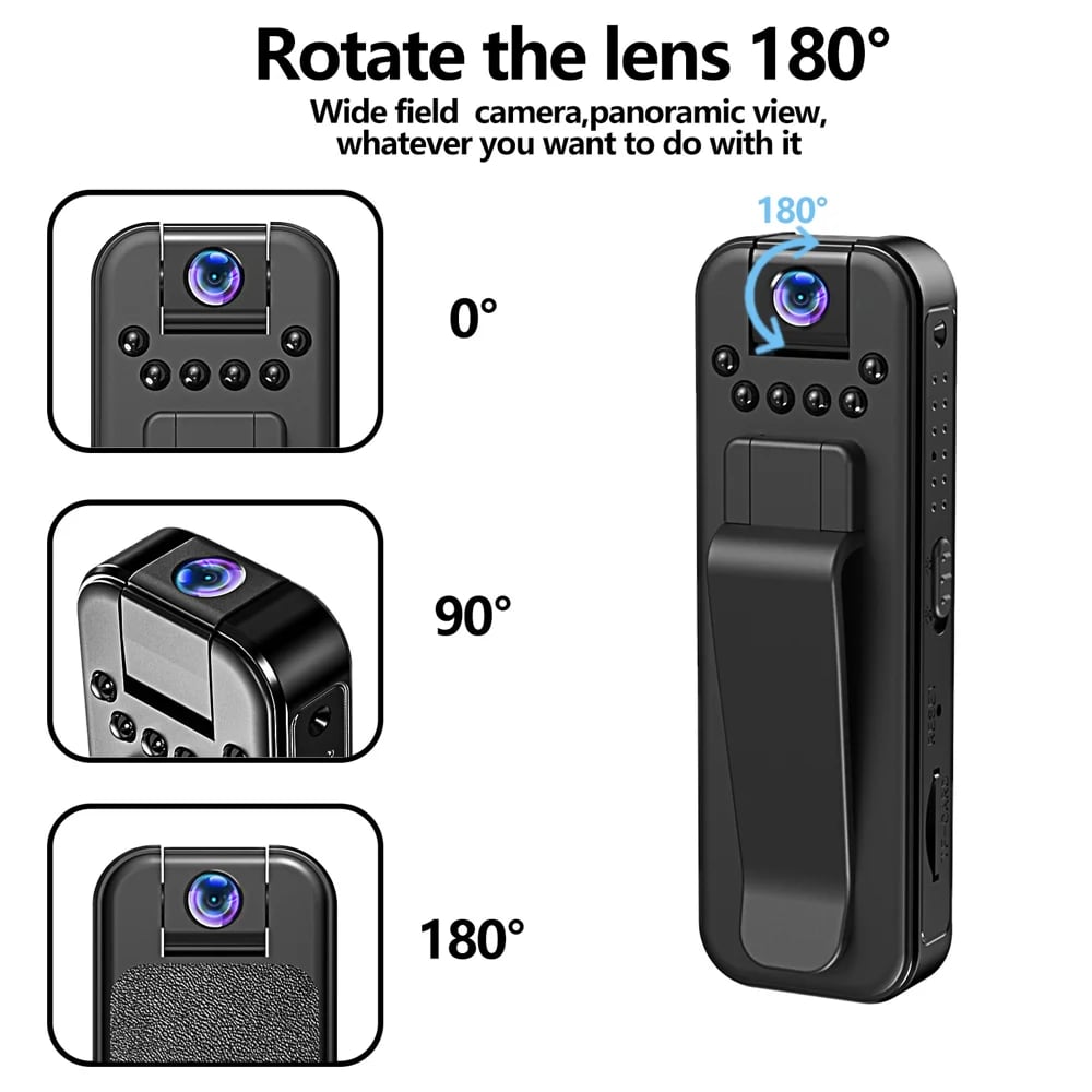 🔥HD 1080P Rechargeable Mini Body Camera With Night Vison&Rotating Lens📷️