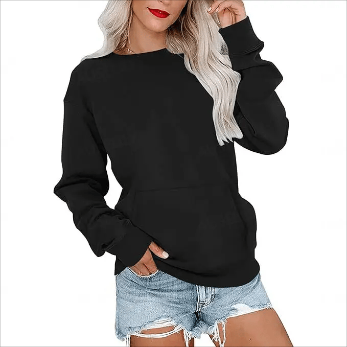 AUSELILY Women's Crewneck Hoodless Sweatshirt With Kangaroo Pocket Fleece Longsleeve Oversized Casual Style Shirt Lightweight Pullover 2026