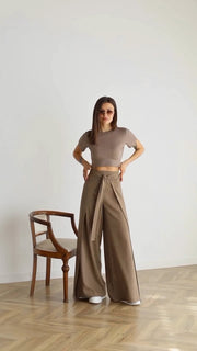 StrapLuxe – Women’s Solid Color Strappy Trousers