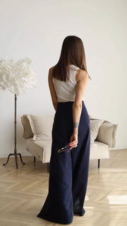 StrapLuxe – Women’s Solid Color Strappy Trousers