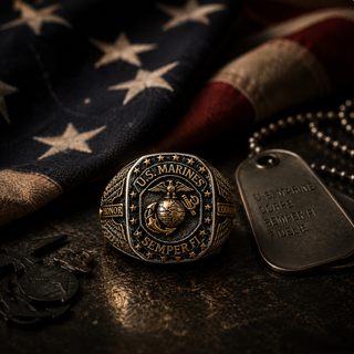🦅 U.S. Marines Semper Fi Signet Ring - ✈️ BUY 2 FREE SHIPPING