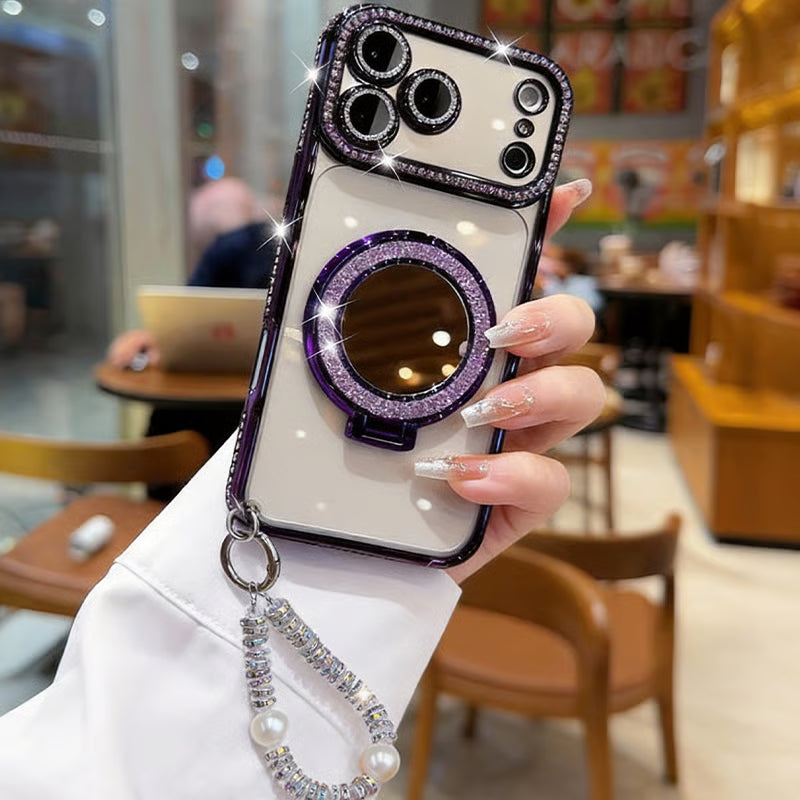 SparkAura – Glitter Phone Case with Mirror & Stand