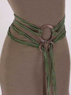 🔥Medieval Viking Braided Leather Belt Set, with Ring Buckle &amp; Tassel Decorations