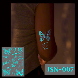 🔥Waterproof Blue Luminous Butterfly Tattoo Stickers - Temporary Body Art for Music Festivals & Parties