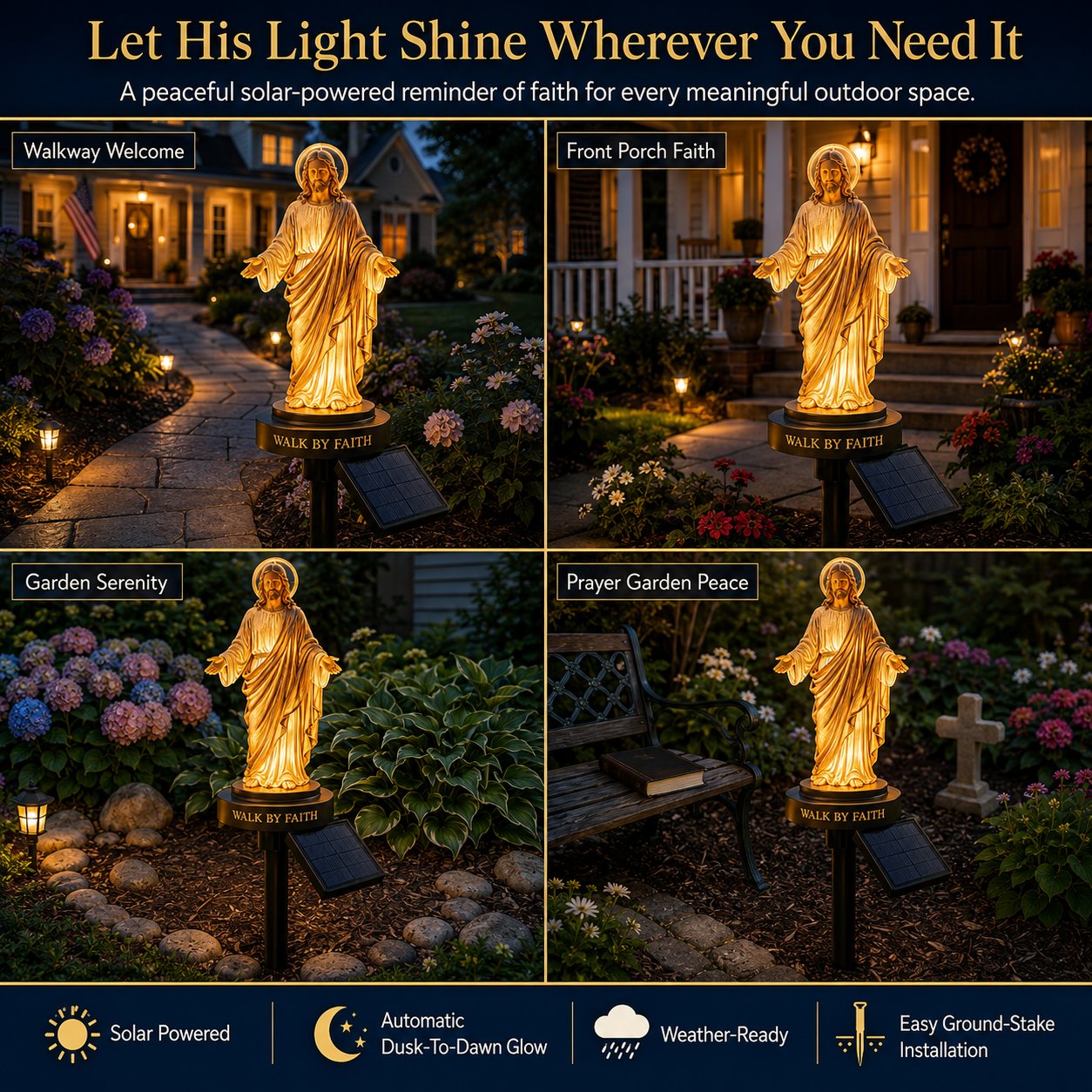 FaithGlow – Solar Jesus Garden Light