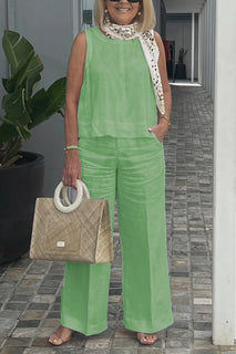 AirLuxe – Sleeveless Cotton Linen Set for All-Day Comfort
