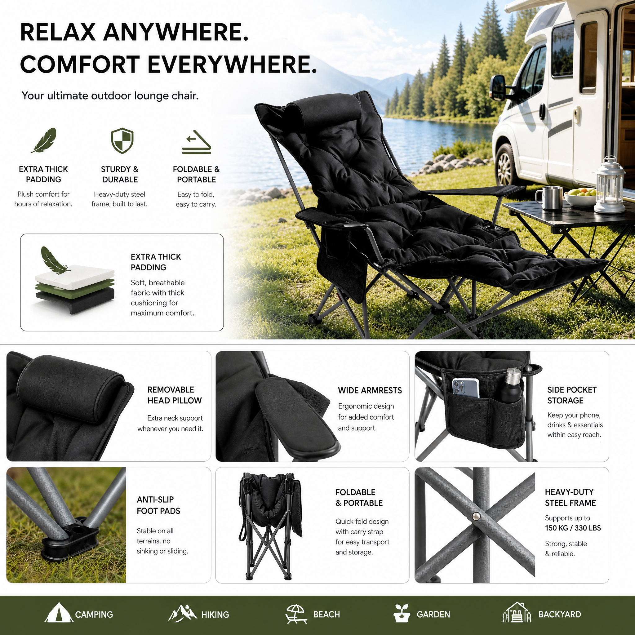 RelaxTrail – Adjustable Outdoor Folding Lounge Chair