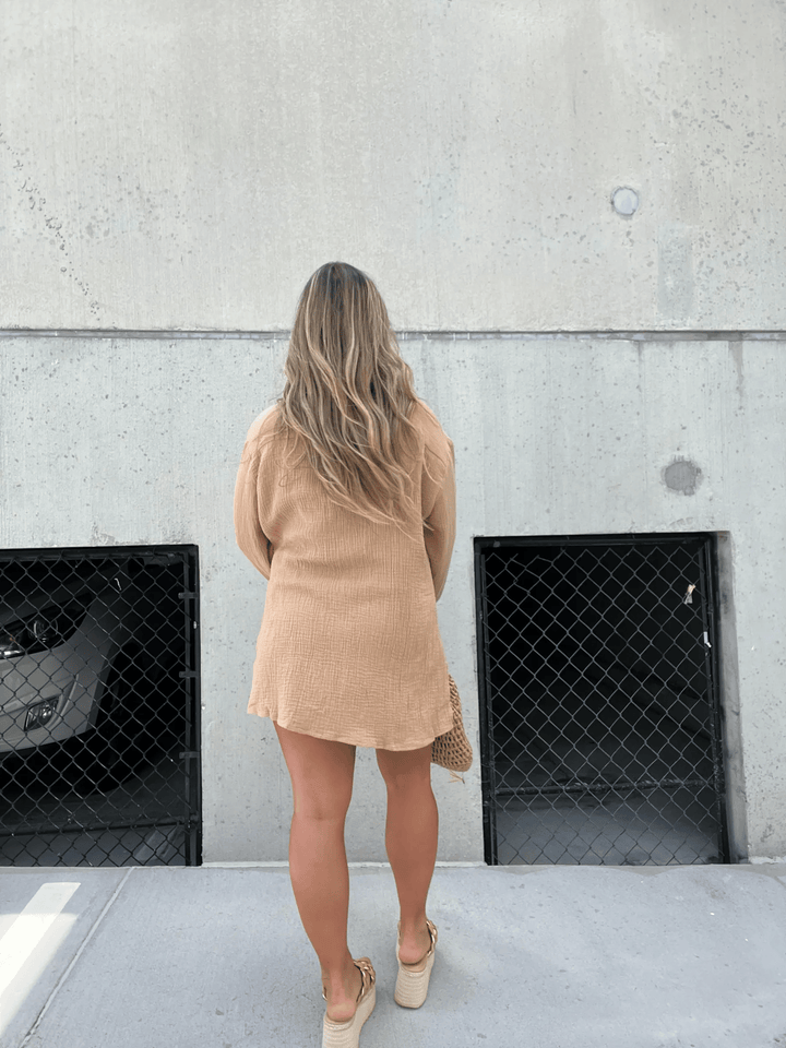 BreezeMuse - Boho Button-Down Dress for Effortless Style