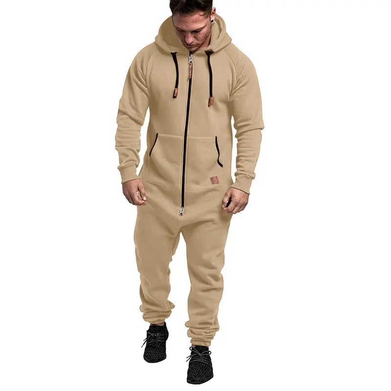 Men's hooded fleece lined jumpsuit