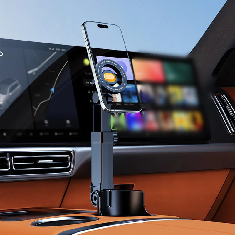 🔥🔥Car Cup Holder Phone Mount – 360° adjustable, strong N52 magnet, one-handed operation, fits all phones, stable magnetic and clamp models for safe driving