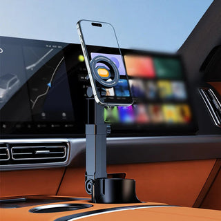 🔥🔥Car Cup Holder Phone Mount – 360° adjustable, strong N52 magnet, one-handed operation, fits all phones, stable magnetic and clamp models for safe driving