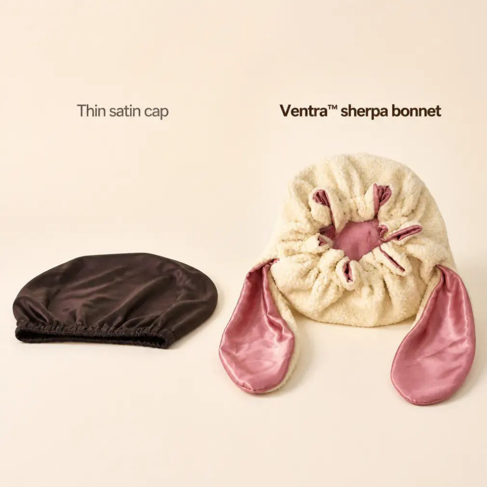 BunnyBonnet – Satin-Lined Sherpa Hair Protection Hood