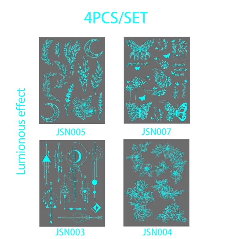 🔥Waterproof Blue Luminous Butterfly Tattoo Stickers - Temporary Body Art for Music Festivals & Parties
