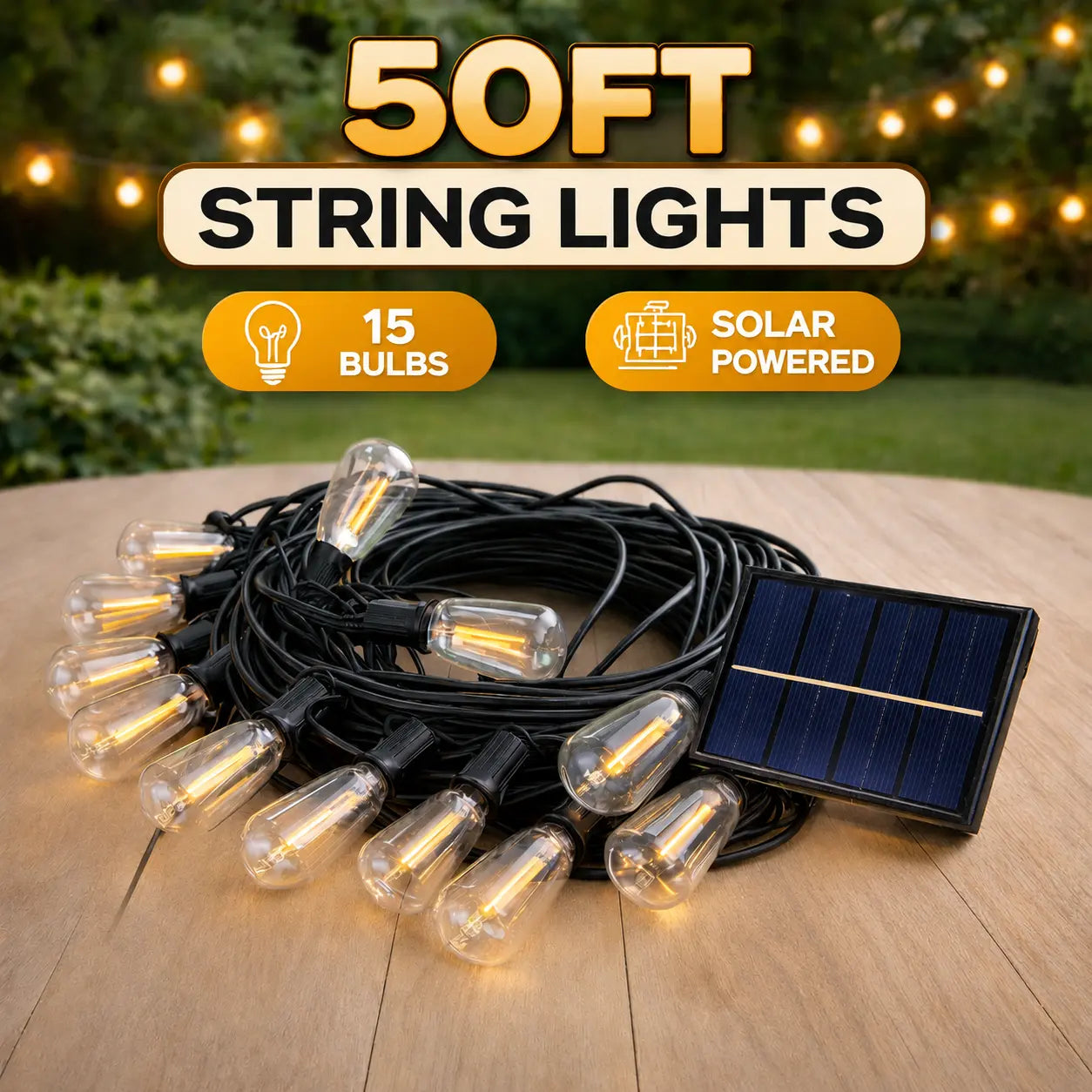 GlowNest – 100FT Solar Outdoor String Lights