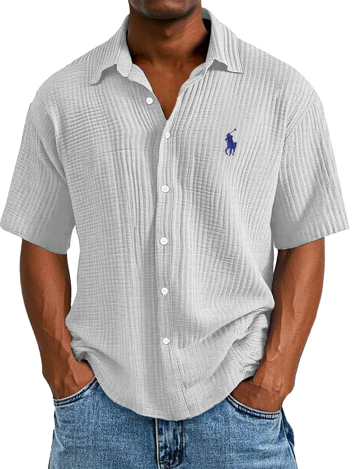 🔥Men's Casual Loose And Comfortable Textured Short-sleeved Shirt