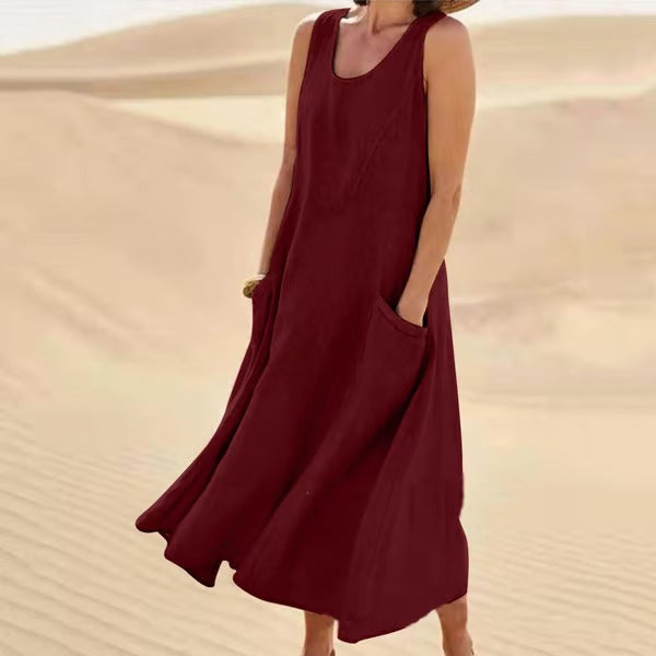 BreezeLoom – Sleeveless Cotton Linen Dress