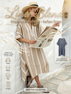 LinenBlend – Elegant Breathable Kaftan Dress