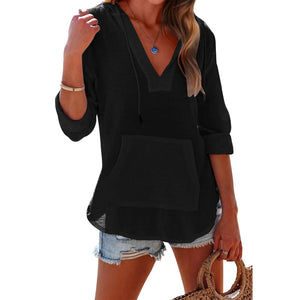 WaveLuxe - Oversized Hooded Cover Up Shirt