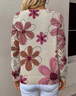 LaceWeave | V-Neck Openwork Knit Sweater