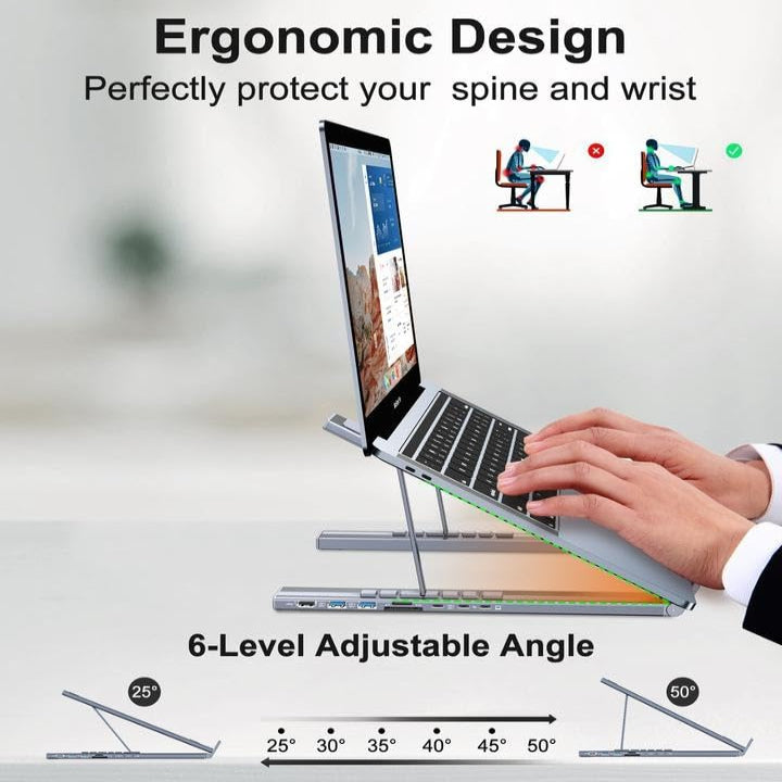 FlexPort – Foldable 8-in-1  USB-C Laptop Stand